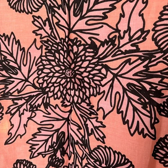 Pink Floral Cotton Bandana with Birds Swallows and Chrysanthemums; Summertime - Picture 3 of 4